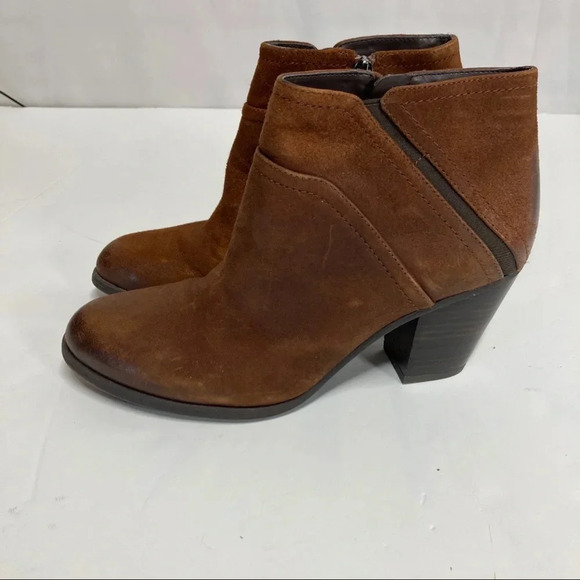 Franco Sarto Brown Suede Leather Ankle Boots Booties Women's 7M - Picture 4 of 7
